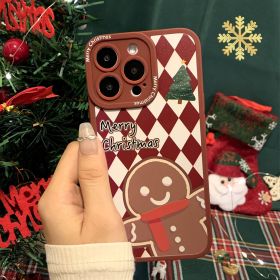 Christmas Gingerbread Man iPhone 14 Phone Case 13pro Apple 12 Cat's Eye 11 Thanksgiving 7/8 Burgundy xs (Applicable model: iPhone14PRO MAX, colour: Gingerbread Man Christmas)