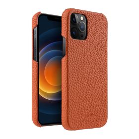 Melkco is suitable for Apple 13ProMax mobile phone case iPhone 14Plus leather 12 min anti slip fall cover (Applicable model: iPhone 13 Pro, colour: orange)