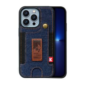 Suitable for iPhone 13pro phone case Apple 14 card wrist strap iPhone 14 phone case (Applicable model: iPhone14 PRO, colour: Navy)