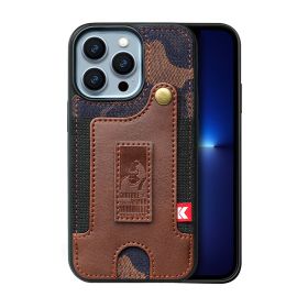 Suitable for iPhone 13pro phone case Apple 14 card wrist strap iPhone 14 phone case (Applicable model: iPhone14plus, colour: Camo Brown)