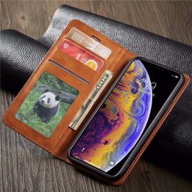 Leather Flip Wallet Card Holder Magnetic Case For iPhones X to iPhone 14 Series (Color: Black, size: For iPhone XR)