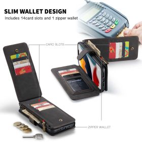 Premium Magnetic Wallet Flip Case for iPhone (Model: iPhone 13, Color: Black)